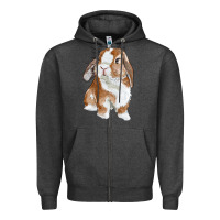 Charcoal Heather cute bunny Zipper Hoodie - RanaPortraitStore