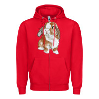 Red cute bunny Zipper Hoodie - RanaPortraitStore