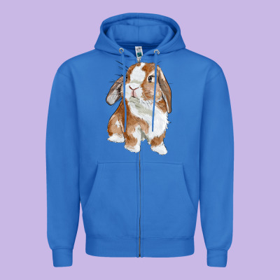 Cute Bunny Zipper Hoodie Designed By Ranaportraitstore