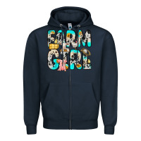 Navy farm girl Zipper Hoodie - Zillion Design Studio