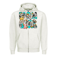 Oatmeal Heather farm girl Zipper Hoodie - Zillion Design Studio