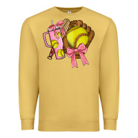 Antique Gold softball coquette bow Premium Sweatshirt - JahusDesignShop