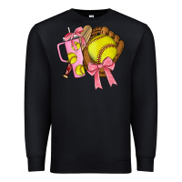 Black softball coquette bow Premium Sweatshirt - JahusDesignShop