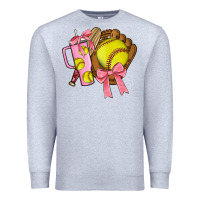 Heather Grey softball coquette bow Premium Sweatshirt - JahusDesignShop