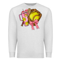 Oatmeal Heather softball coquette bow Premium Sweatshirt - JahusDesignShop