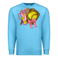 Ocean Blue softball coquette bow Premium Sweatshirt - JahusDesignShop