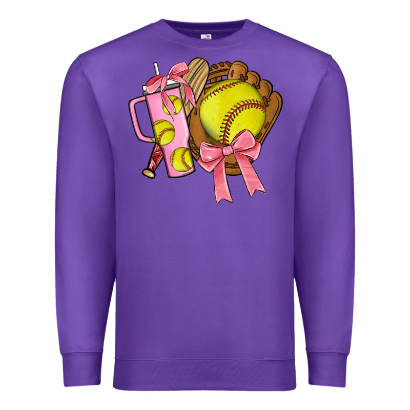 Softball Coquette Bow Premium Sweatshirt by JahusDesignShop | Teevron