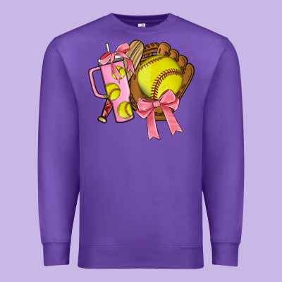 Softball Coquette Bow Premium Sweatshirt Designed By Jahusdesignshop