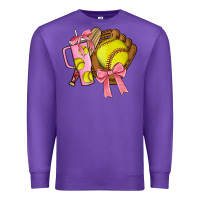 Purple softball coquette bow Premium Sweatshirt - JahusDesignShop