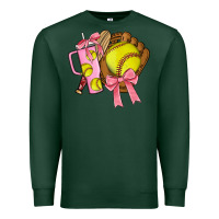 Sports Green softball coquette bow Premium Sweatshirt - JahusDesignShop