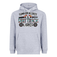 Heather Grey summer night & dirt track lights Heavyweight Hoodie - CowhideDigitalArt