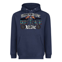 Navy summer night & dirt track lights Heavyweight Hoodie - CowhideDigitalArt