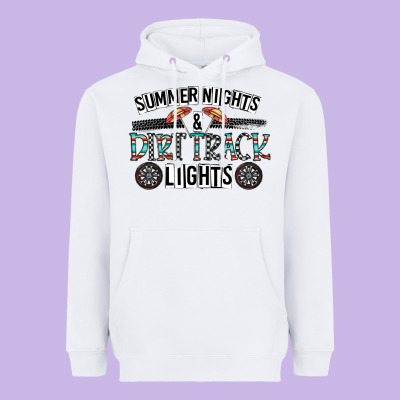 Summer Night & Dirt Track Lights Heavyweight Hoodie Designed By Cowhidedigitalart