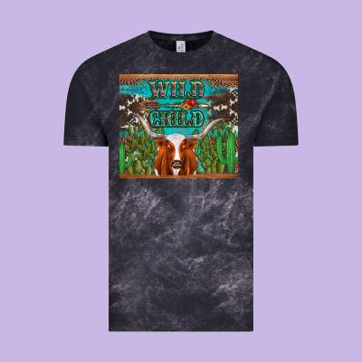 Whild Child Longhorn  Cactus Cowhide Vintage Tee Designed By Artiststas