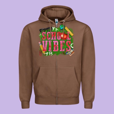School Vibes Zipper Hoodie Designed By Texasbilliewilder