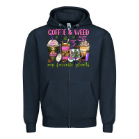 Navy coffee and weed my favorite plants Zipper Hoodie - Zillion Design Studio