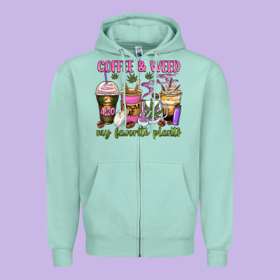 Coffee And Weed My Favorite Plants Zipper Hoodie Designed By Zillion Design Studio