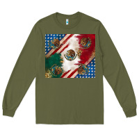 Army Green American with mexican flag Long Sleeve Tee - RanaPortraitStore