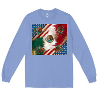 Colony Blue American with mexican flag Long Sleeve Tee - RanaPortraitStore