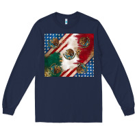 Navy American with mexican flag Long Sleeve Tee - RanaPortraitStore
