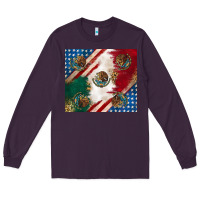 Plum American with mexican flag Long Sleeve Tee - RanaPortraitStore