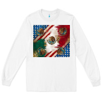 White American with mexican flag Long Sleeve Tee - RanaPortraitStore