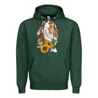 Sports Green bunny with sunflowers Zipper Hoodie - RanaPortraitStore