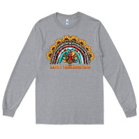 Heather Grey happy thanksgiving rainbow Long Sleeve Tee - BarkalooDesign