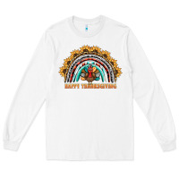 White happy thanksgiving rainbow Long Sleeve Tee - BarkalooDesign