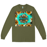 Army Green blessed sunflowers Long Sleeve Tee - RanaPortraitStore