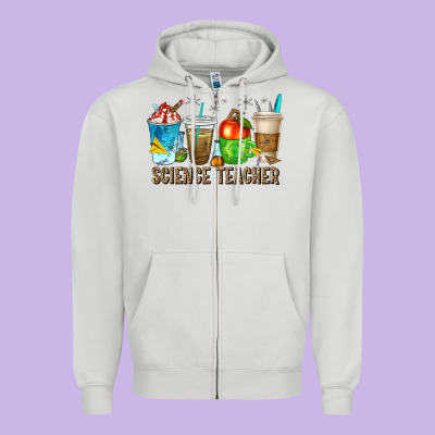 Science Teacher Coffee Cups Zipper Hoodie Designed By Texasbilliewilder