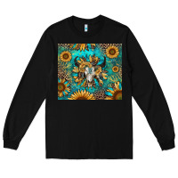Black bull skull sunflowers Long Sleeve Tee - RanaPortraitStore