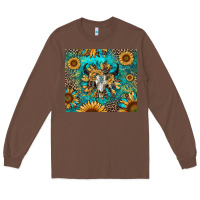 Chestnut bull skull sunflowers Long Sleeve Tee - RanaPortraitStore