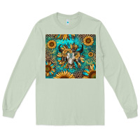 Matcha bull skull sunflowers Long Sleeve Tee - RanaPortraitStore