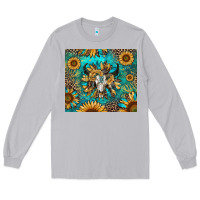Moon Dust bull skull sunflowers Long Sleeve Tee - RanaPortraitStore