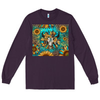 Plum bull skull sunflowers Long Sleeve Tee - RanaPortraitStore