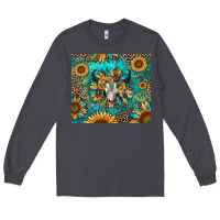Smoke bull skull sunflowers Long Sleeve Tee - RanaPortraitStore