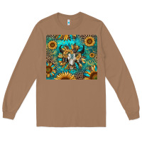 Toasted Coconut bull skull sunflowers Long Sleeve Tee - RanaPortraitStore
