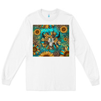 White bull skull sunflowers Long Sleeve Tee - RanaPortraitStore