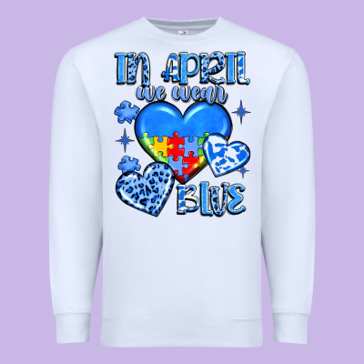 In April We Wear Blue Premium Sweatshirt Designed By Jahusdesignshop