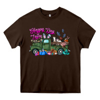 Chocolate Brown happy easter day truck Heavy Core Tee - CowhideDigitalArt