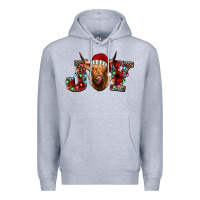 Heather Grey joy highland cow Premium Hoodie - Jasminsmagicworld
