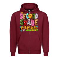 Burgundy second grade energy Zipper Hoodie - texasbilliewilder