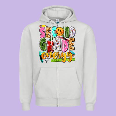 Second Grade Energy Zipper Hoodie Designed By Texasbilliewilder