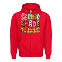Red second grade energy Zipper Hoodie - texasbilliewilder