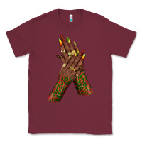 Burgundy juneteenth nail art with afro hand Classic Tee - texasbilliewilder