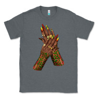 Charcoal Heather juneteenth nail art with afro hand Classic Tee - texasbilliewilder