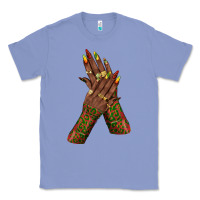 Colony Blue juneteenth nail art with afro hand Classic Tee - texasbilliewilder