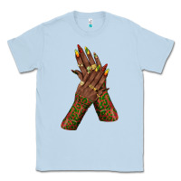 Dusty Blue juneteenth nail art with afro hand Classic Tee - texasbilliewilder