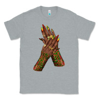 Heather Grey juneteenth nail art with afro hand Classic Tee - texasbilliewilder